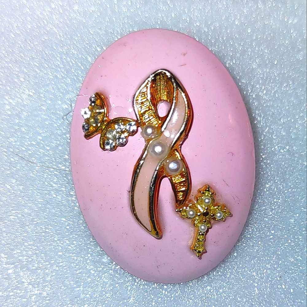 Pink Ribbon Tac Pin Breast Cancer Awareness Handmade